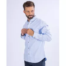 Camisa De Hombre Lisa Con Botones Ufo Cash Celeste Oferta