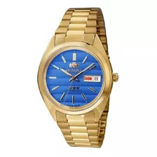 Relogio Orient Automatico Masculino Dourado Azul Original Cor Da Correia Dourado Cor Do Bisel Dourado Cor Do Fundo Azul