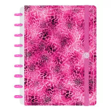 Caderno Disco Inteligente Médio A. Print Leopardo Pink 80f