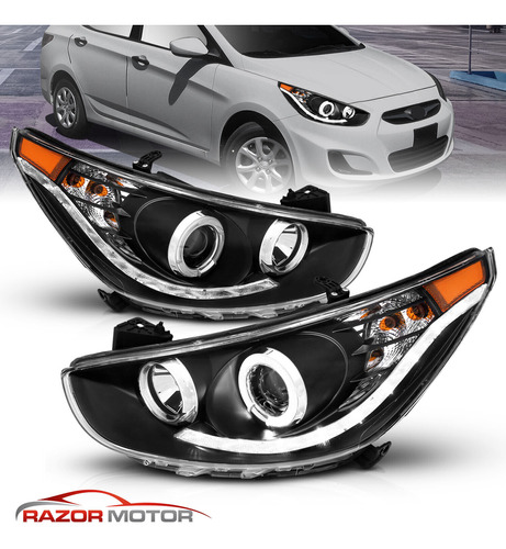 Par Faro Negro Led Hyundai Accent L 2012 1.6l Foto 2