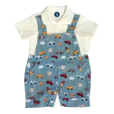 Conjunto Bebe Jardineira + Camisa Polo Linha Premium Enviojá