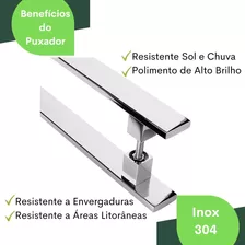 Puxador Inox Para Porta Pivotante Madeira Vidro 1 Metro Cor Polido Alto Brilho