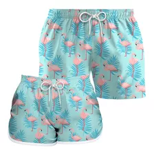 Kit Short Casal Tactel 2 Peças Moda Praia Treino Academia