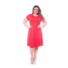 Vestido Feminino Plus Size Festa Vermelho Rodado