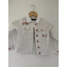 Campera De Jean Niña Wanama 100% Bordada Una Manchita