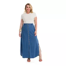 Saia Longa Jeans Lançamento Moda Evangélica Plus Size 