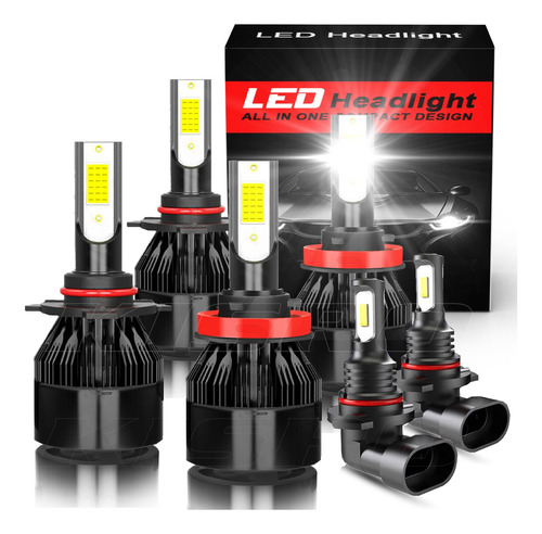 Kit De Faros Led H13 De 4 Lados, 6000 K, Blanco, Luces Bajas