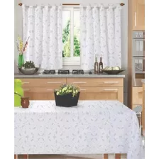 Combo Cortina De Cocina 2 Paños+ Mantel Rectangular Oferta