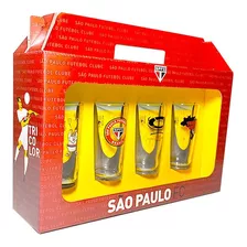 Jogo 4 Copos Cylinder Long Drink São Paulo Tricolor Oficial