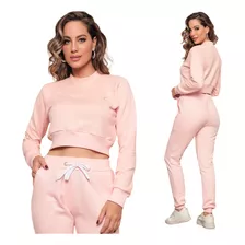 Conjunto Feminino Inverno Moletom Femenino Cropped Premium