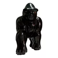 Escultura Gorila De Ónix Negro Hecha A Mano