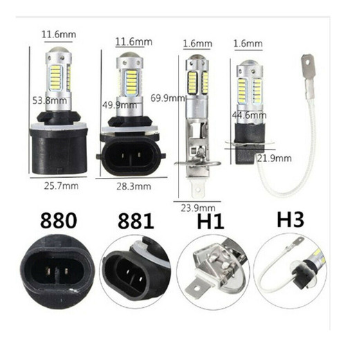 Juego De 4 Bombillas Led H3 Superbrillantes Para Conduccin Foto 4