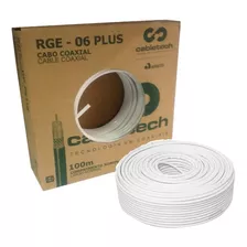 Cabo Coaxial Rg6 Branco 60% Bobina 100 Metros Cabletech