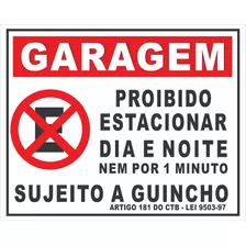 Placa De Sinalização Proibido Estacionar Garagem 40x32cm