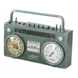 Vintage Boom-box Clock Thermometer, Faux Cassette Radio Pla