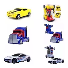 Combo 3 Carrinhos Vira Robô Luz Som Transformers Promoção 