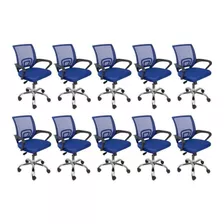 Kit 10 Cadeiras Para Escritório Diretor Giratória Com