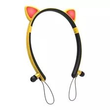 Audífonos De Oreja De Gato Bluetooth Diadema Amarillo