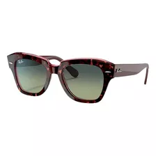 Óculos De Sol Ray-ban Wayfarer State Street Large Armação De Acetato Cor Polished Havana On Transparent Purple, Lente Green/blue De Cristal Degradada, Haste Bordeaux De Acetato - Rb2186