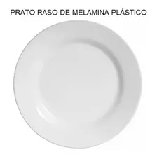 Kit 6 Prato Plástico Branco Refeição De Melamina Raso 28cm