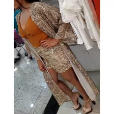 Blusa Kimono Crepe Estampa Exclusiva Tam P