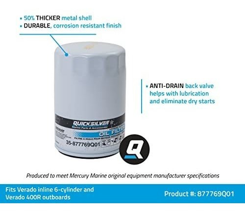 Filtro Aceite Quicksilver Verado 6 Cil. Foto 2