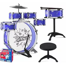 Emaas Kids Jazz Drum Set Para Niños 5 Tambores, 2 Baquetas, 