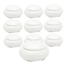 10 Mini Porta Joias Redondo 4,5cm Porcelana Branca