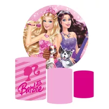 Kit Festa Barbie - Trio Capas Cilindro + Painel Redondo 1,50