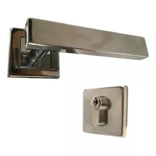 Cerradura Residencial Cuadrada Con Manija Acero Inox Soprano