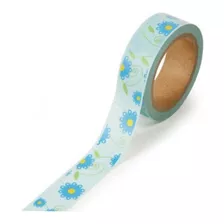 Scrapbok Cinta Adhesiva Floral Azul Amarillo Washi Tape Deco