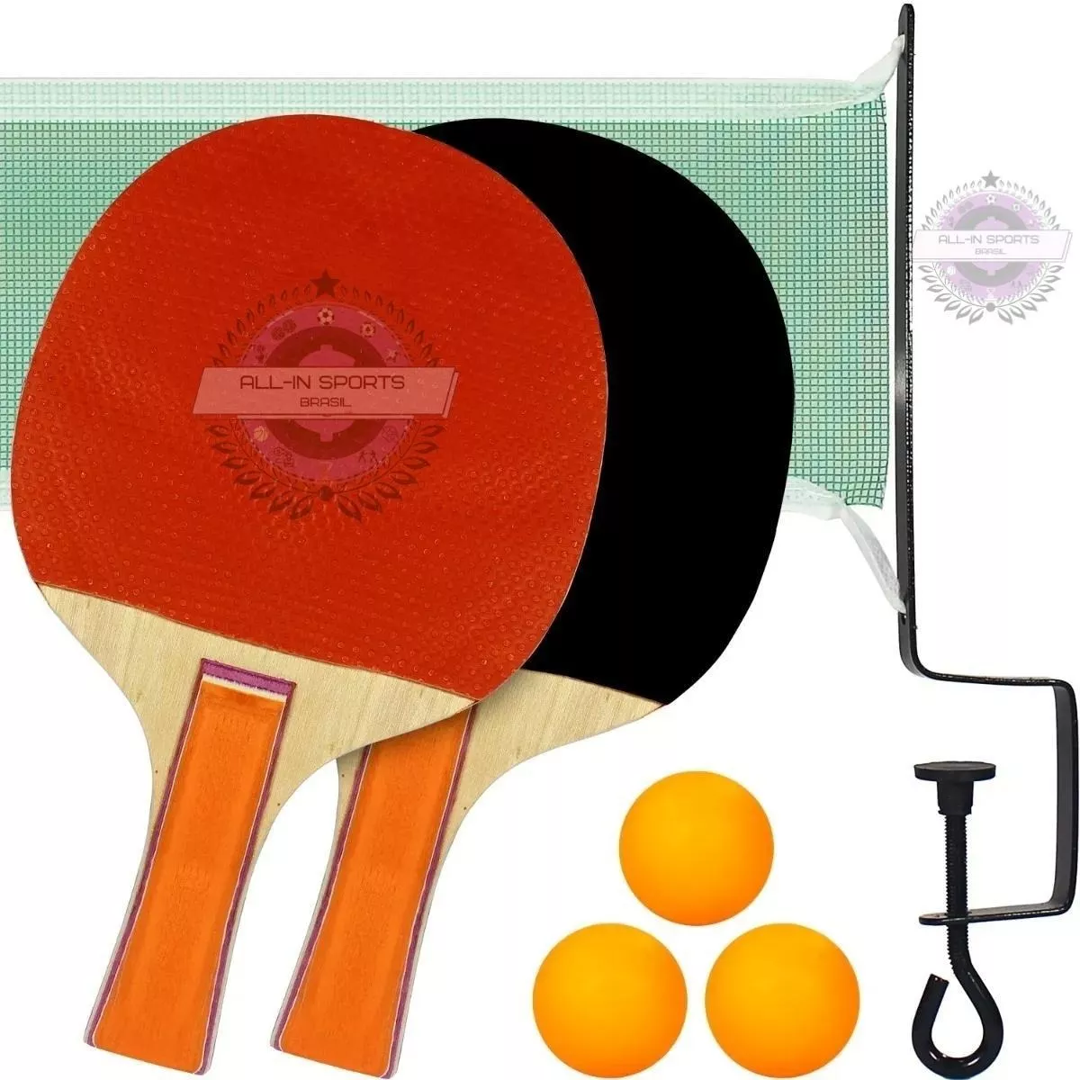 Kit Ping Pong Tênis De Mesa - 2 Raquetes + 3 Bolas + 1 Rede