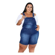Macaquinho Jeans Feminino Curto Short Tendencia Premium Top