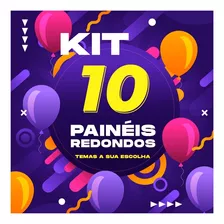 Kit 10 Paineis De Festa Redondos Sublimados Em Tecido 1,20m