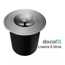 Lixeira Inox Docol Redonda 6 Litros Fosca De Embutir