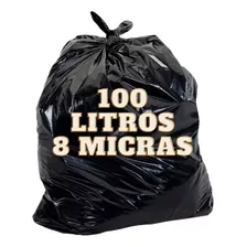 Saco De Lixo Preto Reforçado 100-un 100l - 8 Micras