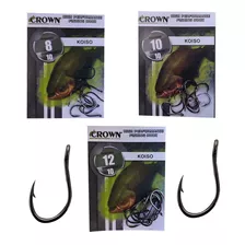 Kit 30 Anzol Crown Koiso Black N8 N10 N12 Reforçado P/ Tamba