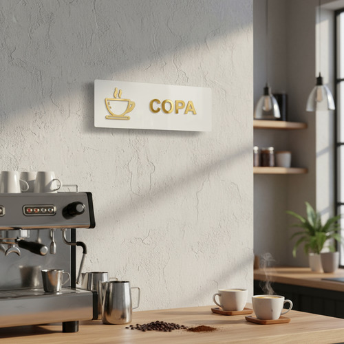 Placa De Porta Sinalização Copa Acrílico Espelhado 10x30