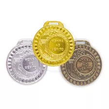 Kit 200 Medalhas Metal 35mm Honra Mérito - Ouro Prata Bronze