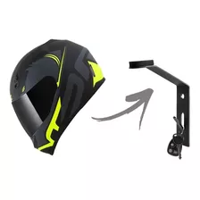 Suporte Capacete Moto Para Parede Reforçado Com Porta Chaves