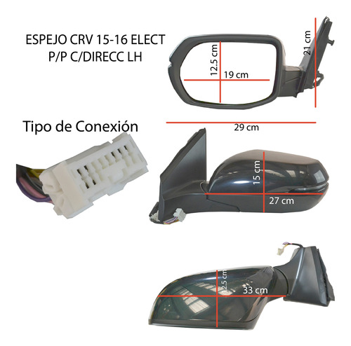 Espejo Lateral Crv Elect Direcc Desemp 2015 2016 Foto 2