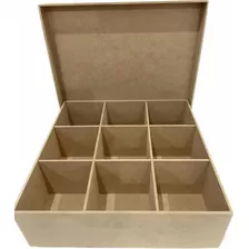 Caja Para Te De 9 Divisiones En Mdf De 3 Mm