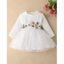 Vestido Infantil Inverno Branco Batizado Festa