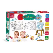 Kit Pintura Brinquedo Infantil C/ Cavalete Pintando O Sete