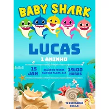Convite Aniversário Comemoração Festa - Tubarão Baby Shark 1