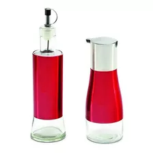 Galheteiro Inox Vinagre E Azeite 300ml Vermelho Hauskraft