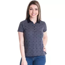 Camisa Polo Feminina Piquet Estampado 96605