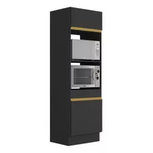 Paneleiro 2p 63cm P/ Forno E Micro Veneza Multimóveis V2116 Cor Preto/dourado