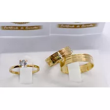 Alianças Em Ouro Noivado Casamento Promoção Barato 5mm Luxo