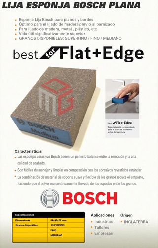 Lija Esponja Abrasiva Lavable Bosch Plana Caja X 50 Unid Dgm